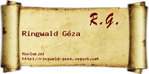 Ringwald Géza névjegykártya